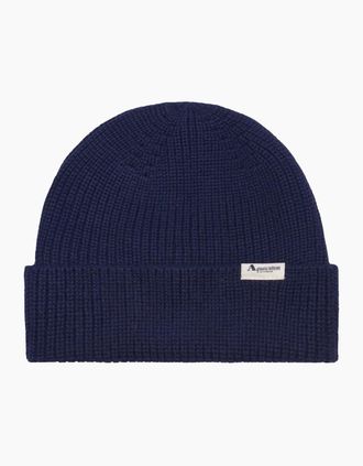 Aquascutum Mens Aquascutum Active Logo Navy Blue Beanie Hat - Size: ONE size