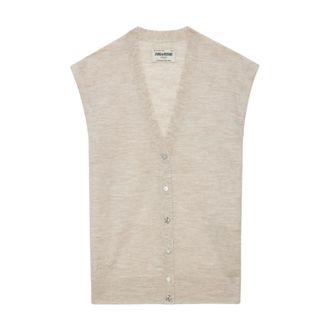 Zadig&Voltaire Scout Sleeveless Cardigan - female - Zadig & Voltaire - Waistcoats - Beige - XS - Jackets