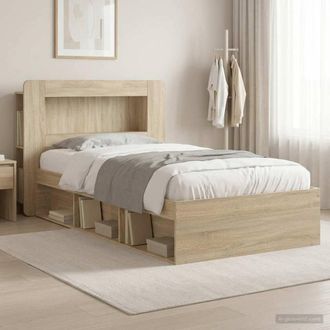 Berkfield Home Bed Frame with Storage Sonoma Oak 75 x 190 cm Engineered Wood in Brown