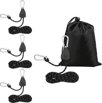 OEM Cuerdas Reflectantes - Cables De Sujeci&oacute;n - Montaje De Tiendas De Campa&ntilde;a - Con Tensor De Trinquete - 4 X 4 Metros - Negro
