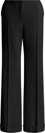 Alberta Ferretti Black Pantalone Wide-Leg Cuffed Viscose Pants