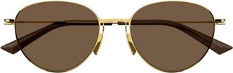 Bottega Veneta Ultra Dunne Metalen Frame Zonnebril - Dames - Zonnebrillen - Geel - ONE Size - Accessoires