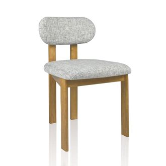 Oresteluchetta Set 2 sillas madera roble y tela gris claro H80 L50 P56 cm