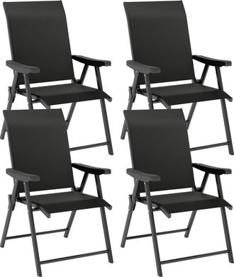 OUTSUNNY 4PCS Folding Chair W/ Breathable Mesh Fabric Seat - Black | TJ Hughes