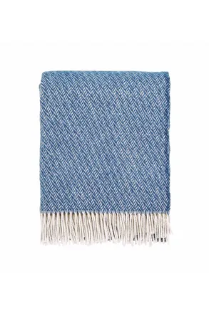 Murmur Cara Wool Throw in Blue | Size: 130 cm x 170 cm