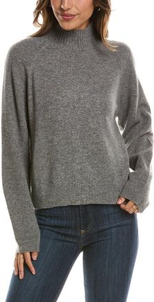 Fort&eacute; Cashmere Mix Stitch Raglan Mock Neck 100% Cashmere Sweater
