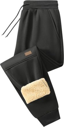 Generic Mens Fleece Lined Trousers Winter Sherpa Lined Joggers Sweatpants Elastic Waist Thick Thermal Tracksuit Bottom Pants Cotton Athletic Working Jogging T