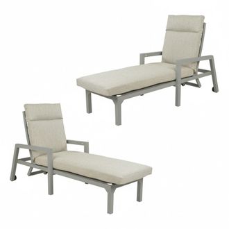 ED&Egrave;N JARD&Iacute; Pack 2 tumbonas de exterior aluminio, con cojin Gris