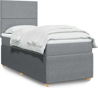 vidaXL Cama Box Spring Con Colch&oacute;n Tela Gris Claro 80x200 Cm Vidaxl