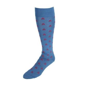 Trafalgar Store Pirates Skull & Crossbones Pima Cotton Over The Calf Novelty Dress Sock in Azure Blue at Nordstrom