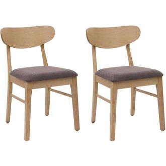 Hhg Set 2x sedie sala pranzo soggiorno 698 79x45x49cm 150kg tessuto legno chiaro taupe