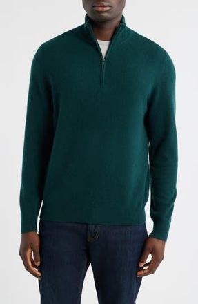 Nordstrom Quarter Zip Cashmere Sweater in Green Ponderosa at Nordstrom Rack, Size Small