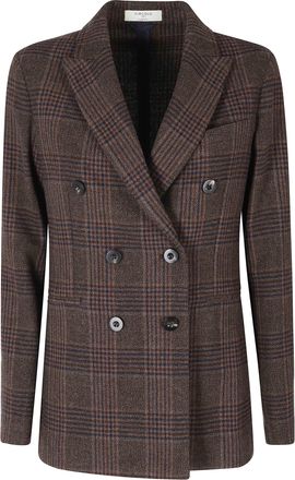 Circolo 1901 Virgin Wool-Blend Plaid Double-Breasted Jacket