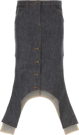 Courr&egrave;ges Womens Denim Skirt - Grey Cotton - Size 27 (Waist)