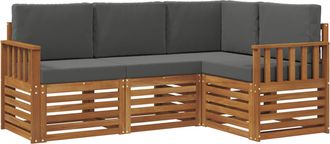 vidaXL Conjunto De Sof&aacute;s De Exterior 4 Uds. Natural Y Antracita Vidaxl