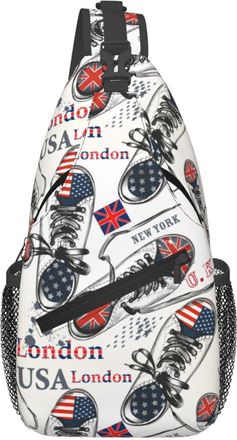 Generic British Uk London America New York Shoes Shoulder Bag With Zipper Crossbody Bag Trendy Sling Backpack For Casual Runner Cycling