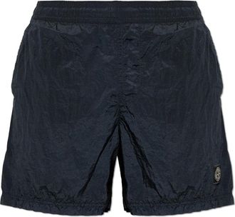 Stone Island Shorts met logopatch - Heren - Korte Broeken - Zwart - XL - Korte Broeken