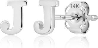 MAX + STONE 14k Yellow or White Gold Small Script Initial Letter Stud Earrings