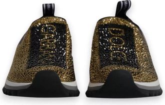 Dolce & Gabbana Mens Gold Rhinestones Sorrento Sneakers Shoes Black