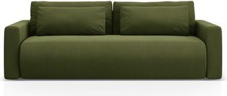 Cosmopolitan Design Sof&aacute; cama con ba&uacute;l de almacenaje 3 plazas de terciopelo verde militar