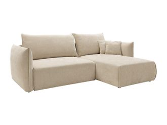 Vente-Unique Sof&aacute; cama rinconera derecha en tela texturizada beige CARISU