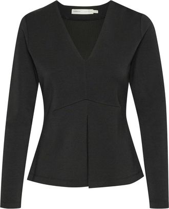 Inwear Zwarte longsleeve V-hals top - Dames - Longsleeves - Zwart - XL - Tops