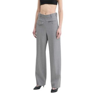 Victoria Beckham Wijde broek - Dames - Broeken - Grijs - Maat: S Wol