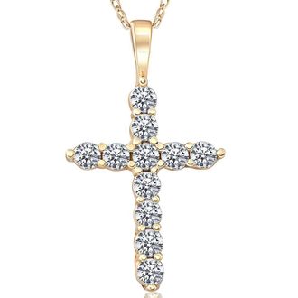 Pompeii3 1/2ct Yellow Gold Diamond Cross Pendant 14K Necklace