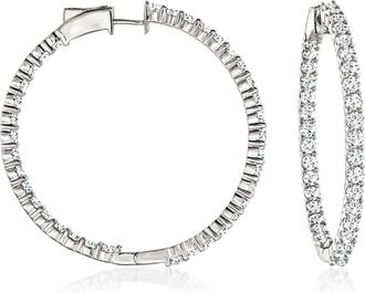 Ross-Simons Diamond Inside-Outside Hoop Earrings in 14kt White Gold