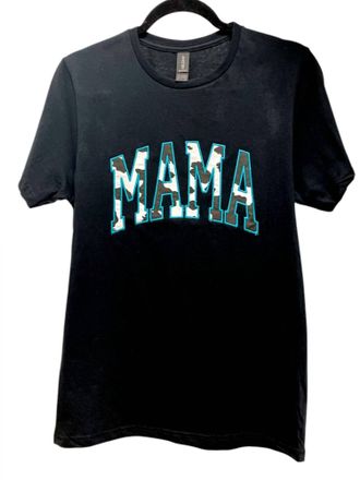 Gildan Embroidered Mama Graphic Tee Top In Black