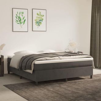 vidaXL Cama Box Spring Con Colch&oacute;n Terciopelo Gris Oscuro 160x200 Cm Vidaxl