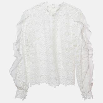 Self Portrait Floral Lace Sheer Blouse L