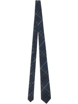 Burberry Check-pattern silk tie - Blue