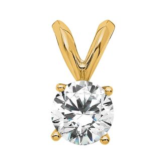 Diamond2Deal 14k Gold Round Lab Grown Diamond Solitaire Pendant (0.37ct, VS, G-H)