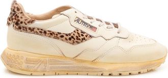 Autry Beige Logo Printed Sneakers