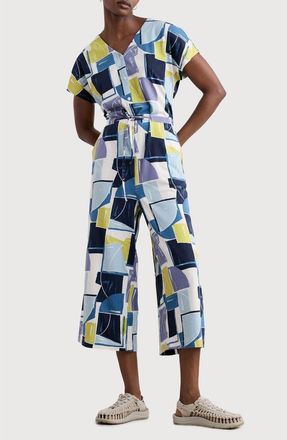 Seasalt Cornwall Rose Trellis Wide Leg Jumpsuit in Block Shapes Bilberry at Nordstrom, Size 4 Us