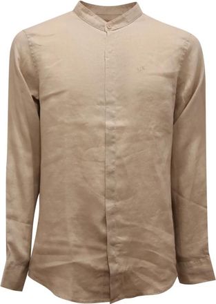 Armani Coreana Regular Linnen Shirt - Heren - Casual Overhemden - Beige - M - Linnen - Overhemden