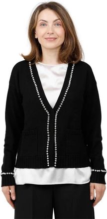 Corte dei Gonzaga Cardigan con profili in paillettes - Dames - Vesten - Zwart - L - Pailletten - Truien & Vesten