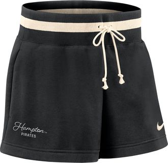 Nike Womens Phoenix Fleece College (Hampton University) Mid-Rise 4 Shorts in Black | ZW73575HMTU25-BLK