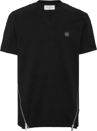 Philipp Plein Padded Sleeves Round Neck T-Shirt Hexagon - Heren - T-shirts - Zwart - L - Katoen - Tops