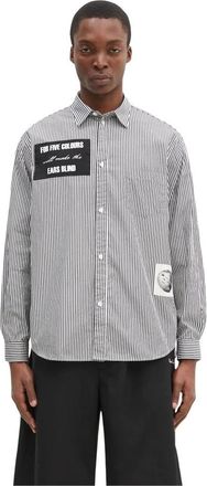 Undercover Gestreepte Lange Mouwen Shirt - Heren - Casual Overhemden - Grijs - XL - Katoen - Overhemden