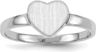 Diamond2Deal 14k White Gold Open Back Heart Signet Ring