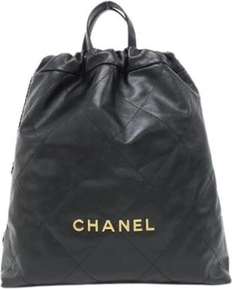 Chanel Pre-owned 22 Calf Backpack - Dames - Vintage Rugzakken - Zwart - ONE Size - Leer - Vintage