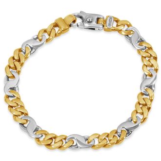 Pompeii3 Mens S Shape Figaro Link 14k Gold (37gram) or Platinum (59gram) 8mm Bracelet 8.5