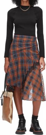 3.1 Phillip Lim Draped Midi Skirt With Organza Combo In Dusk Multi