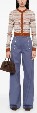 Etro Etro Womens Jacquard Trousers - Blue Cotton - Size EU 36 (Womens)