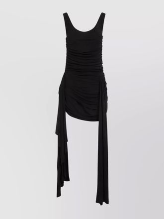 MUGLER gathered sleeveless asymmetric mini dress