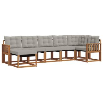 vidaXL Conjunto De Sof&aacute;s De Exterior 7 Pcs Gris Natural Y Claro Vidaxl