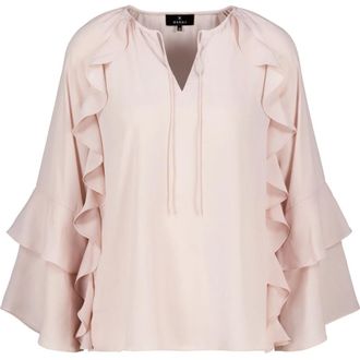 Monari Overhemden, Dames, Roze, 3Xl, Chiffon, Chiffon Blouse met Ruches
