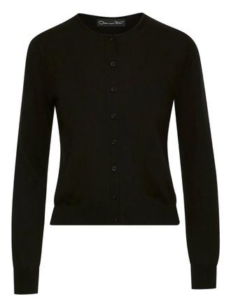 Oscar De La Renta button-front cardigan - women - Wool/Silk/Cashmere - M - Black
